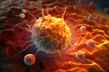 Concept of cancer cell attacking body cells.