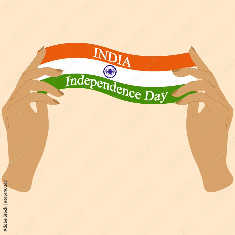 Independence Day of India poster. Hands holding Aerial banner in the ...