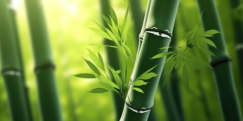  AI Generated. AI Generative. Eco green leaf plant tree bamboo. Asian Japan Chinese culture tradition vibe. Graphic Art