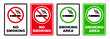 no smoking area and smoking sign area printable red stop symbol set ban silhouette icon design