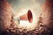 © Kaleb - Megaphone breaking through walls, barriers, or obstacles, concept of overcoming challenges and capturing attention of potential customers, Generative AI