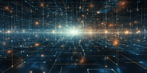Wall Mural - AI Generated. AI Generative. Digital data abstract connection wire technology visialisation. Future innovation ai network. Graphic Art