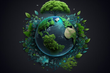 World environment and mother earth day concept with surreal, colorful Earth.