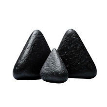 Three Black Triangle Shaped Stones Isolated On Transparent Background