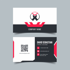 Red and Black Modern Creative Business Card and Name Card, Horizontal Simple Clean Template Vector Design