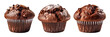 Chocolate muffin isolated on transparent background - Generative AI