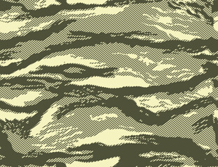 Wall Mural - linear vector camouflage pattern, yellow background, trendy texture for textile