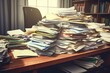 Overflowing Paperwork Illustrating Workload Stress - AI Generated