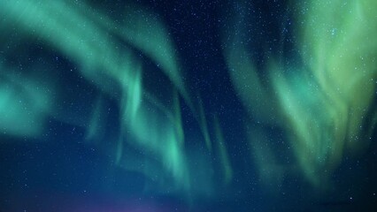 Wall Mural - Northern Lights Aurora Green and Milky Way Galaxy Loop Northwest