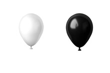 Black White Helium Balloon. Birthday Balloon Flying For Party And Celebrations. Isolated On White Background. Generative AI