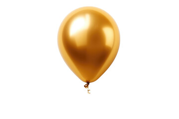 gold helium balloon. birthday balloon flying for party and celebrations. isolated on white backgroun