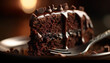 A decadent slice of homemade chocolate cake on a silver plate generated by AI