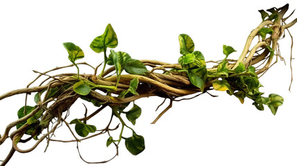 twisted jungle grape vines, tropical rainforest liana plant , messy dried vines of cowslip creeper (