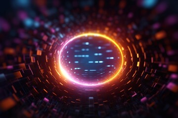 Wall Mural - background with glowing circles. abstract digital background. big data quantum. generative ai
