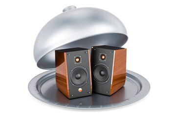 Wall Mural - Restaurant cloche with musical speakers, 3D rendering