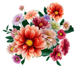 A bouquet of colorful flowers clipart Generative AI