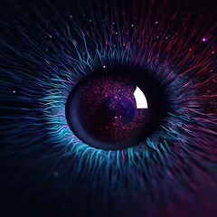 Wall Mural - Eye fractal. Digital Eye Wave Lines Background. generative ai