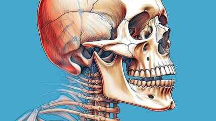 Wall Mural - Anatomy of a human skeleton . Fantasy concept , Illustration painting.