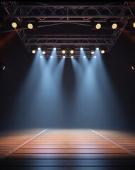 Wall Mural - stage with spotlight. empty stage with lighting equipment on a stage spotlight. generative ai
