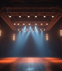 Wall Mural - stage with spotlight. empty stage with lighting equipment on a stage spotlight. generative ai