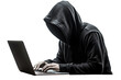 © Mirador - A hacker in black hoodie is working on his laptop.