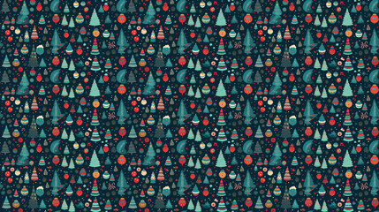 Wall Mural - Seamless Christmas pattern, created with AI Generative Technology