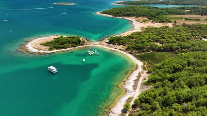 Wall Mural - view from the air on the sea and coast. sea relaxation and travel. the forest near the sea. azure wa