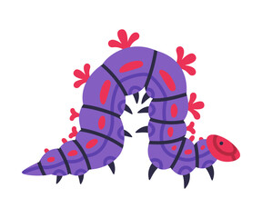 Sticker - Bright Caterpillar as Larval Stage of Insect Crawling and Creeping Vector Illustration