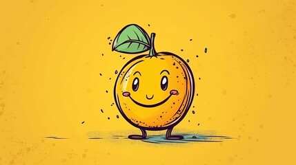 Wall Mural - Adorable cartoon lemon smiling . Fantasy concept , Illustration painting.