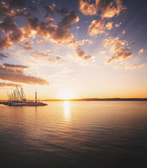 Canvas Print - Amazing sunset over lake Balaton, Hungary in summer