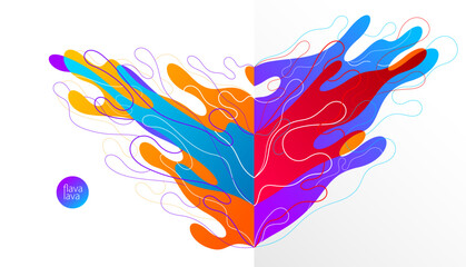 Abstract colorful lava fluids vector illustration, bubble gradients shapes in motion, artistic background graphic element, dynamic modern art liquid forms flowing.