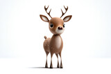 Fototapeta Dinusie - A Cartoon Sticker Style Illustration of a Reindeer on a White Background
