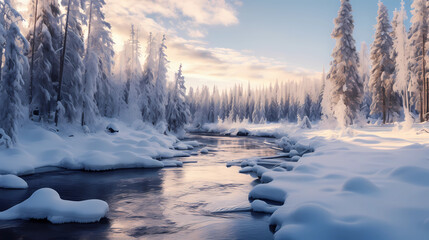 Sticker - winter landscape in the mountains