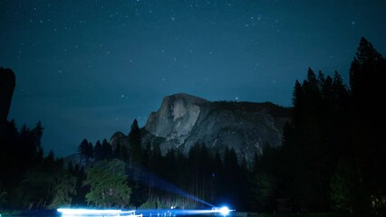 Wall Mural - Yosemite National Park Stars Above Half Dome from Curry Village Tilt Up Sierra Nevada Mountains California USA