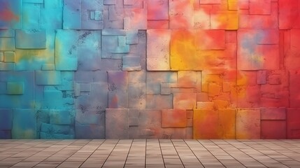  Illustration of a colorful painted concrete wall as background