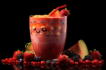 Wall Mural - Tasty fresh smoothie. Illustration AI Generative.