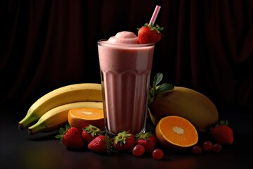 Wall Mural - Tasty fresh smoothie. Illustration AI Generative.