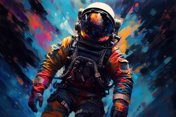Wall Mural - astronaut on colorful background. illustration ai generative.