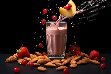 Wall Mural - Tasty fresh smoothie. Illustration AI Generative.