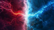 © ksu_ok - Powerful colored lightnings and the flash from the collision, generative ai tools