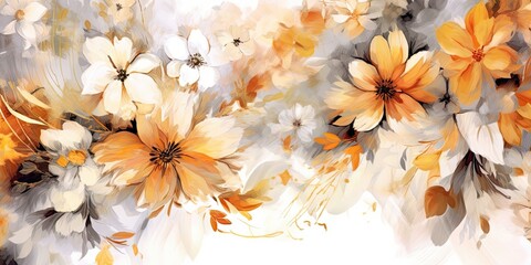 colorful abstract watercolor flowers Generative AI