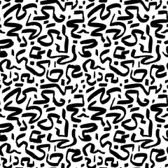 Marker drawn scribble square seamless pattern. Childish drawing. Hand draws calligraphy swirls for background. Curly brush strokes, marker scrawls as graphic design wallpaper.
