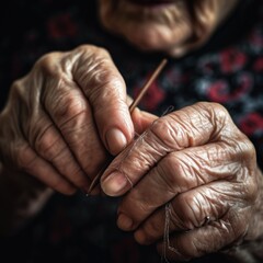 Canvas Print - A close up of a person holding a pair of scissors. Generative AI image.