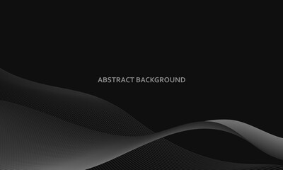 Wall Mural - Black wavy vector background. Grey wavy lines texture on black background. Luxury modern concept with place for text. Elegant composition for your design. Vector illustration