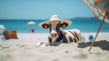 A Cow In The Beach Generative Ai