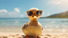 A Duck With Sunglasses In The Beach Generative Ai
