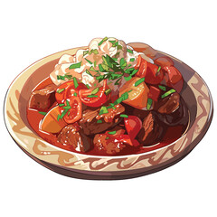 Illustration of traditional goulash dish delicious food