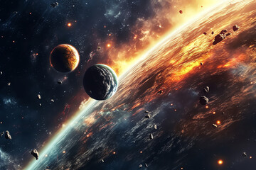 Wall Mural - planets galaxy outer space background