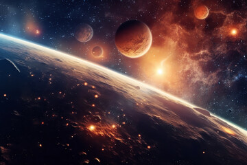 Wall Mural - planets galaxy outer space background