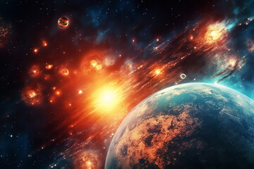 Wall Mural - planets galaxy outer space background